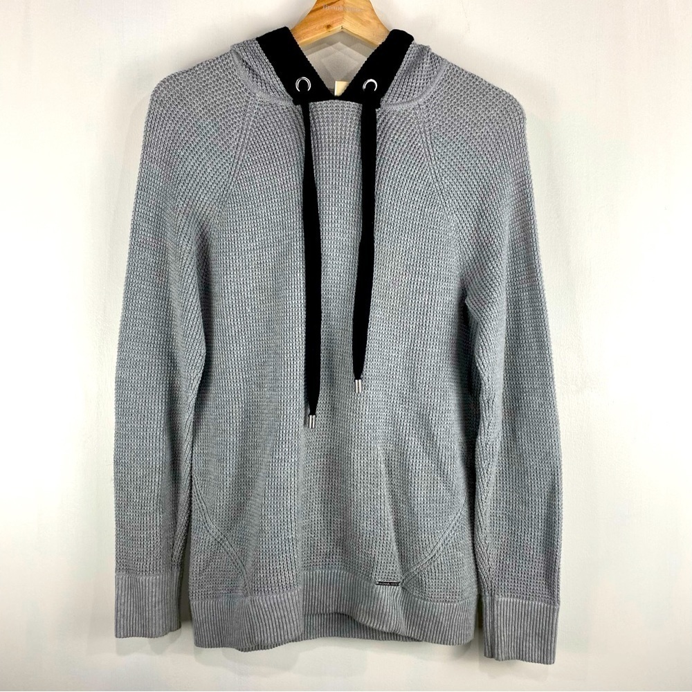 Michael Kors Tight Knit Pullover Sweater Sweatshirt Hoodie Black Gray Size Small